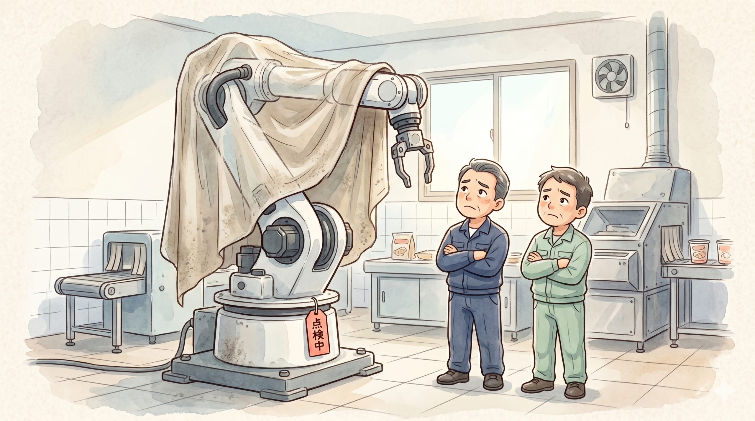 使われずに眠る800万円の協働ロボットと困惑する作業員