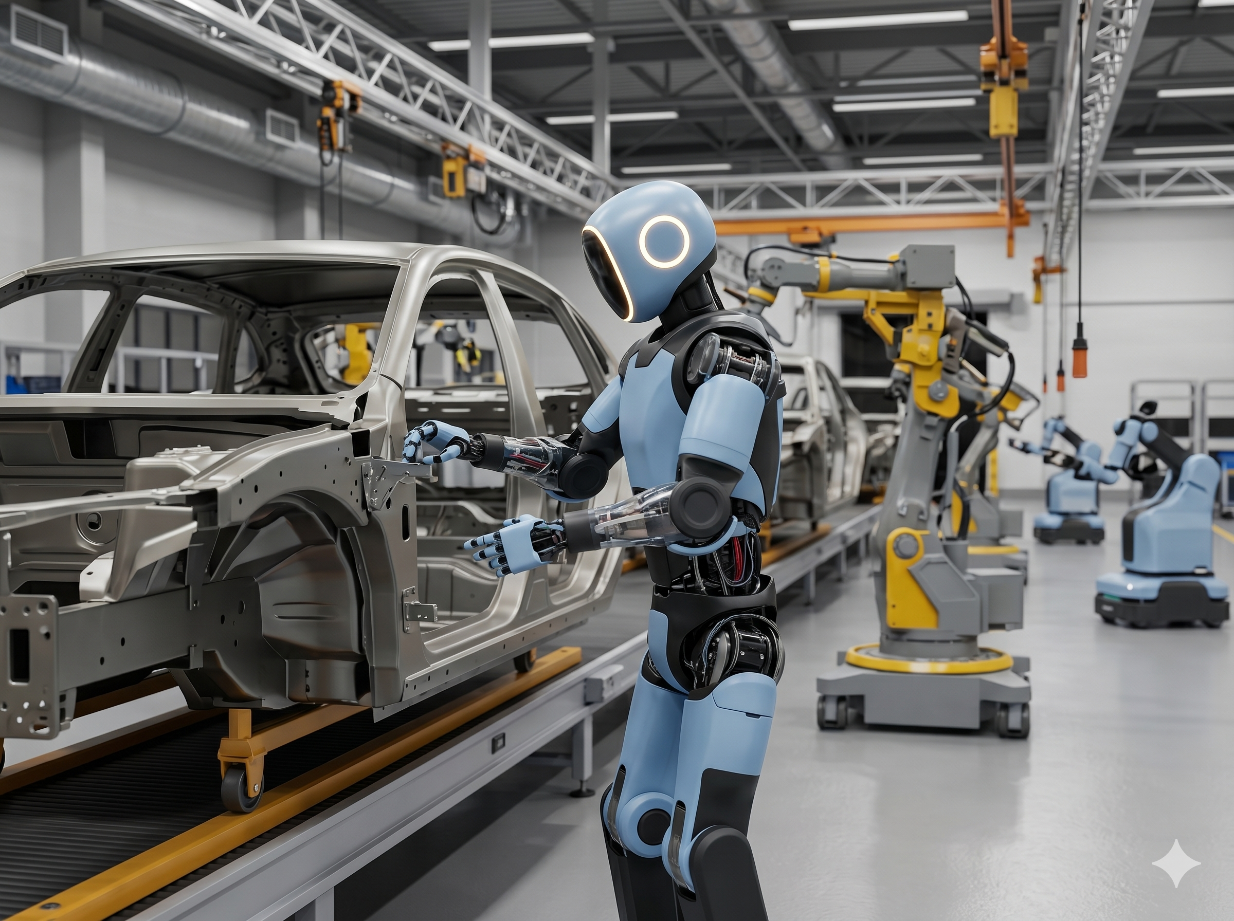 車体組立ラインに配備された人型ロボット