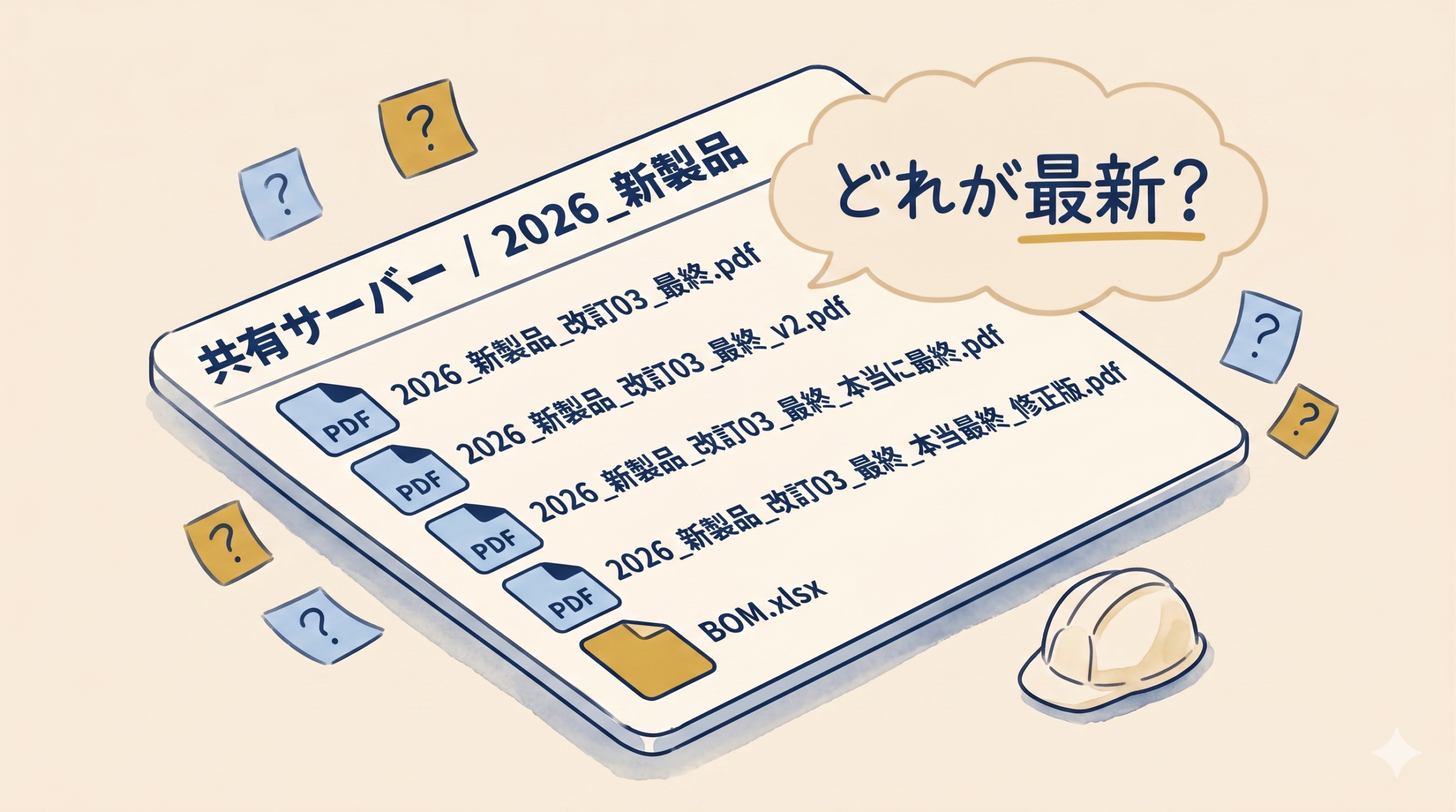共有サーバーのフォルダ地獄。どれが最新?最終.pdf / 最終_v2.pdf / 本当に最終.pdf