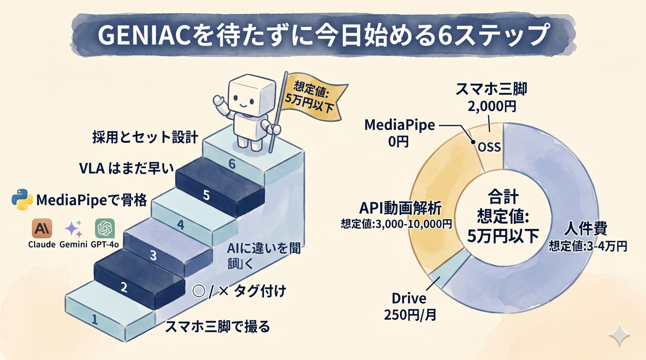中小現場の暗黙知データ化6ステップと想定値5万円内訳