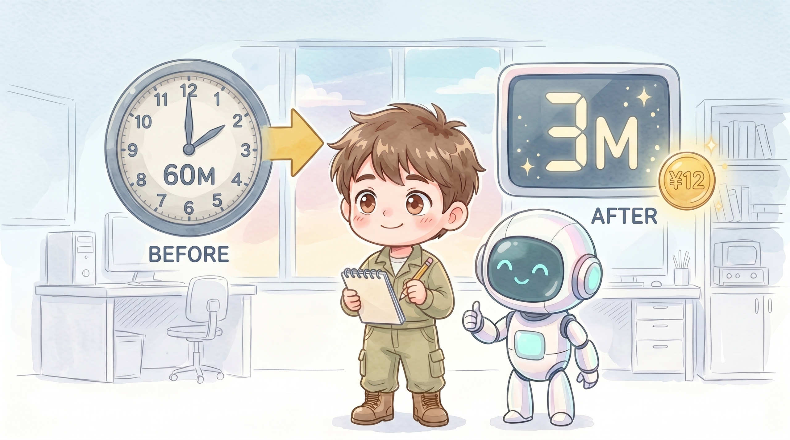 60分が3分に短縮 + 1件あたり¥12