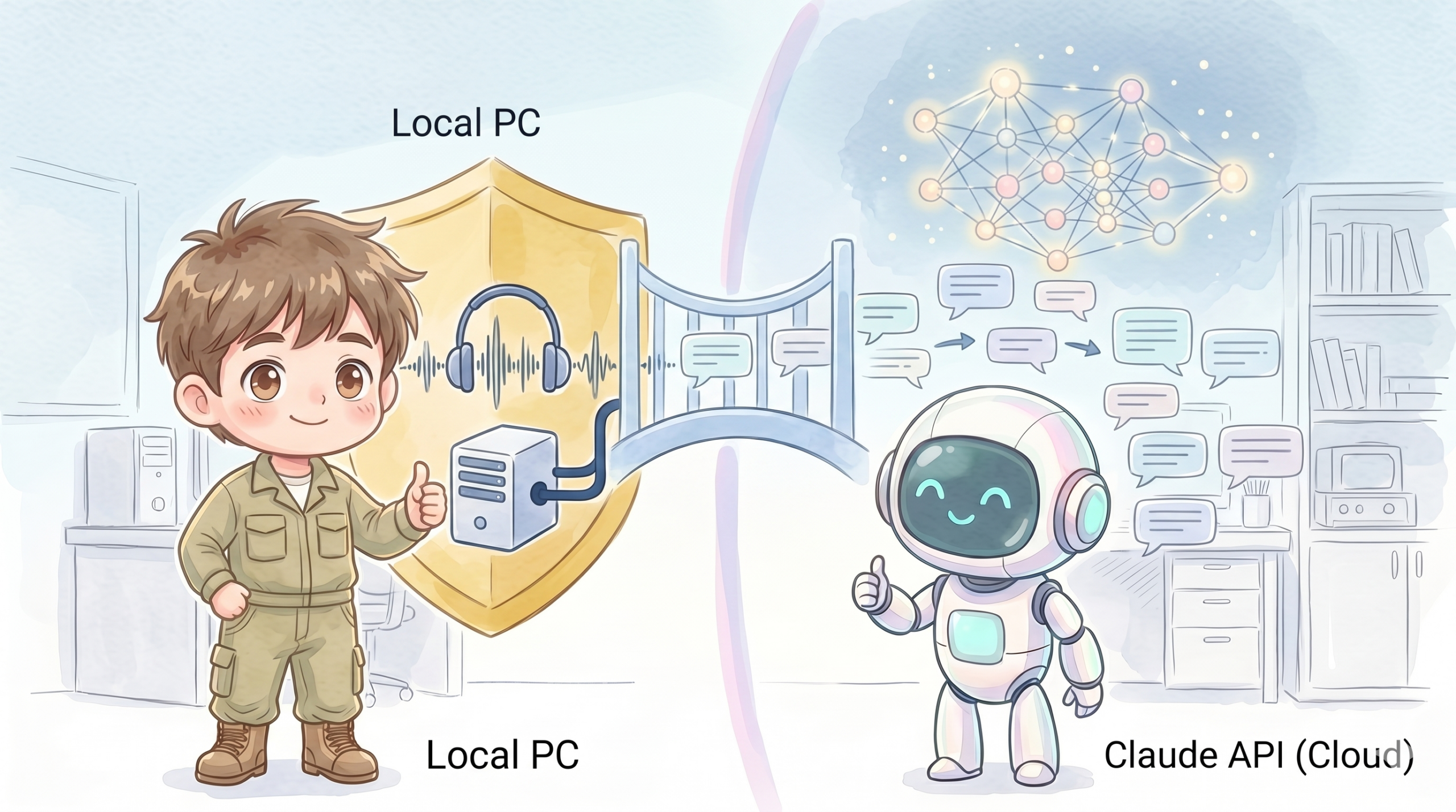 音声はローカル、テキストだけClaude APIに