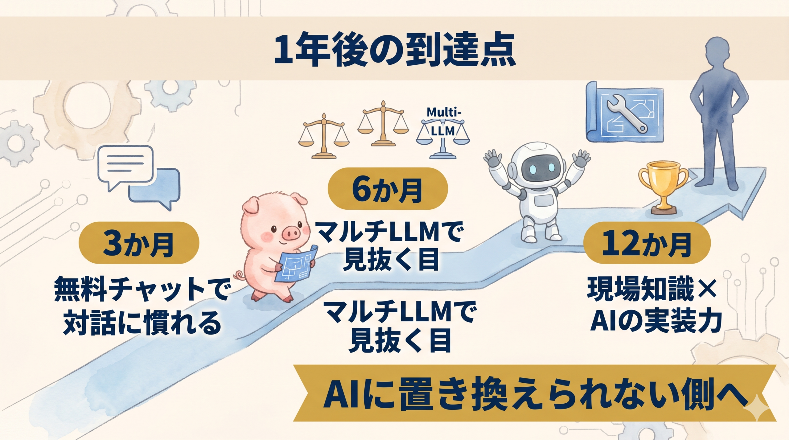AI学習1年後の成長シナリオのタイムライン
