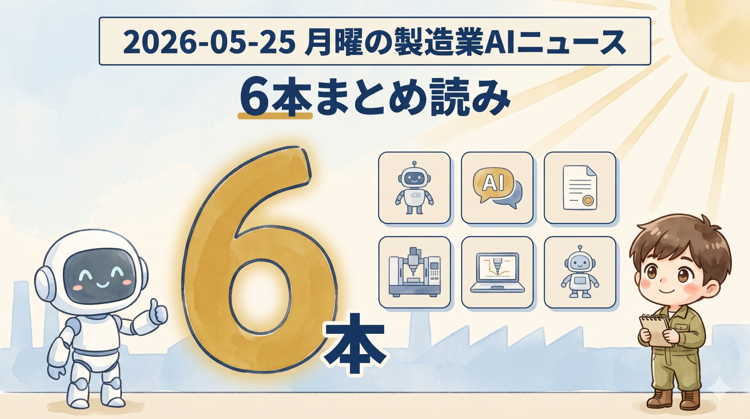 月曜の製造業AIニュース6本まとめ読み 2026-05-25 アイキャッチ