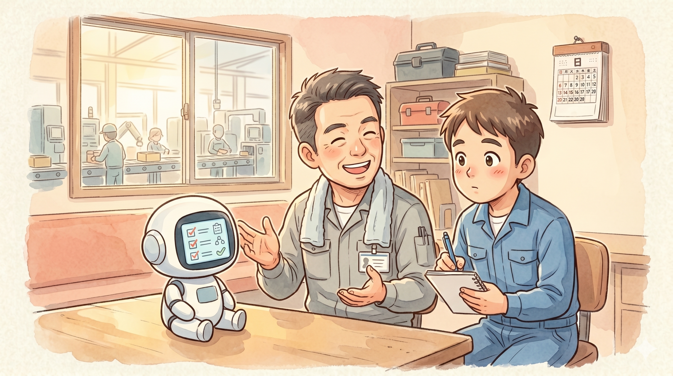 AIで5S点検が5分で終わり新人と話す時間ができたヤマモト班長