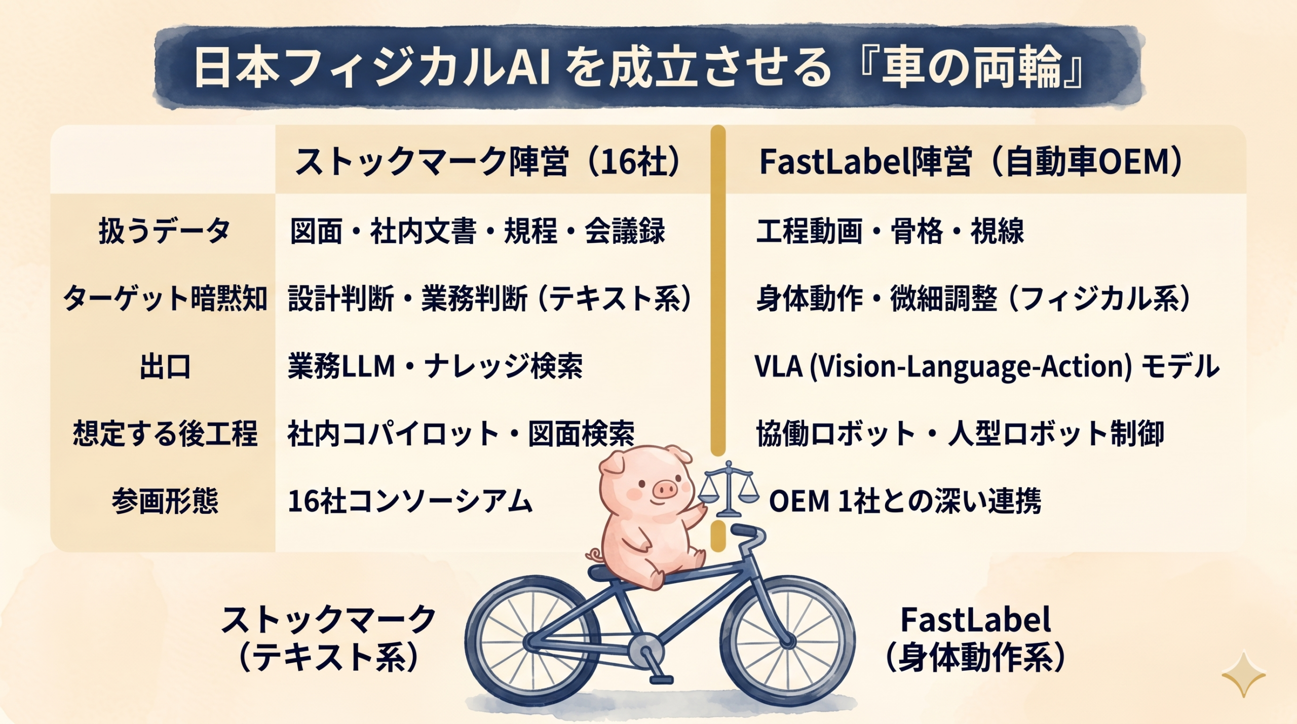ストックマーク陣営とFastLabel陣営の対比表