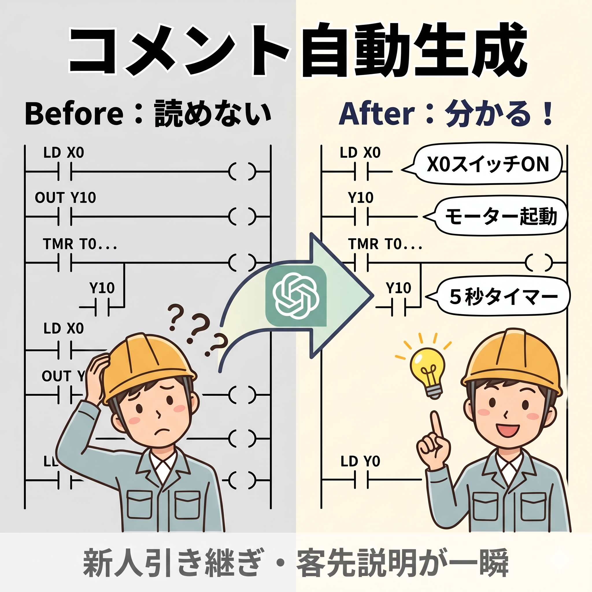 プロンプト① ラダー図のコメント自動生成 Before/After