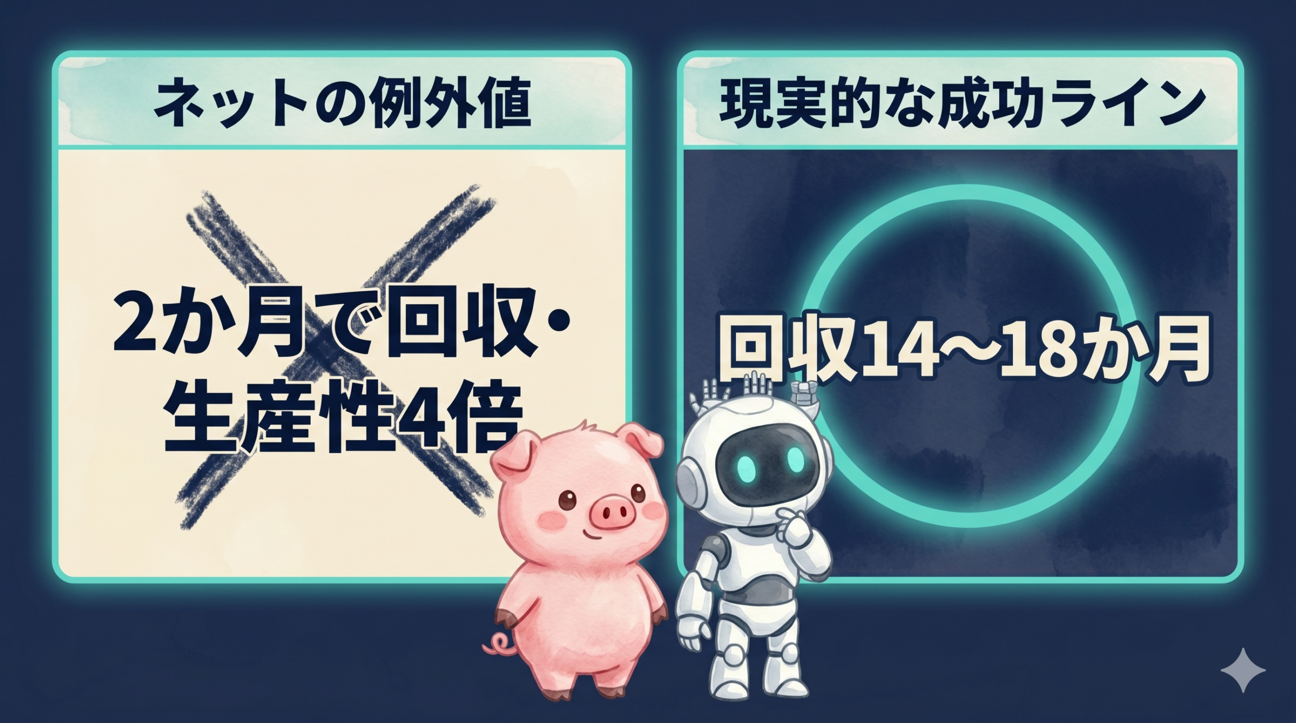 回収期間の例外値と現実線の比較