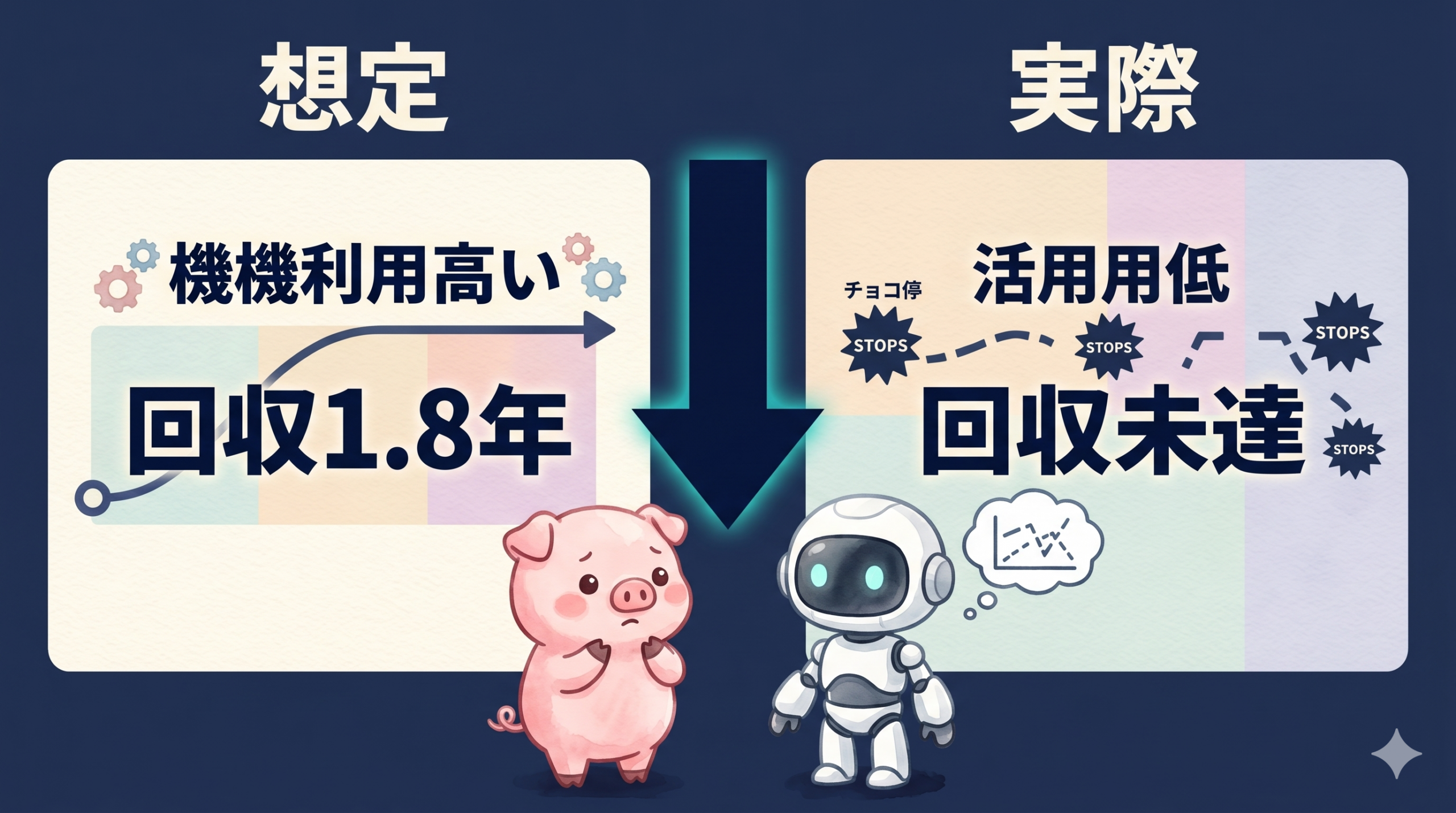 稼働率の想定と実際の比較
