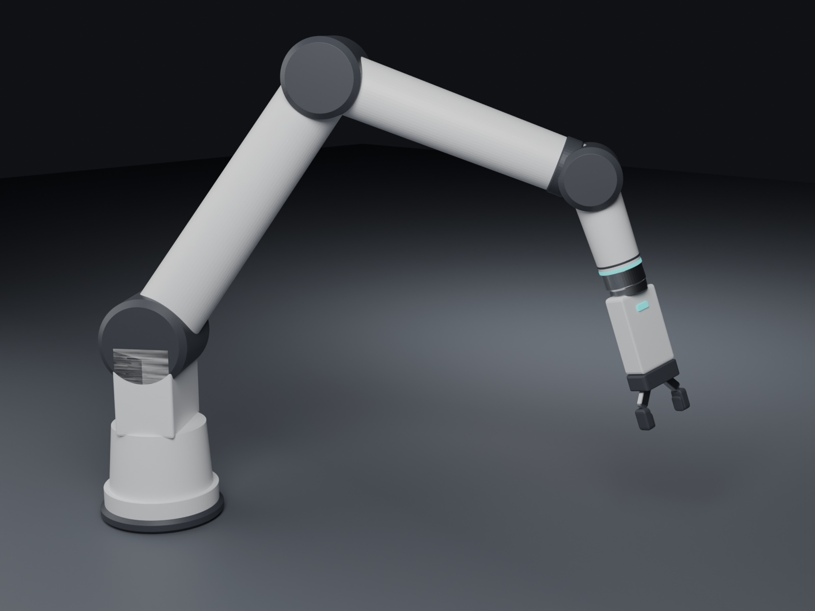 協働ロボットアームの先に付いた2爪グリッパの実機イメージ