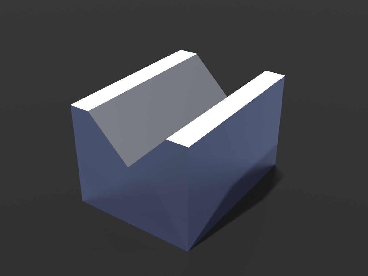 Vブロックの金属レンダリング(斜め上)