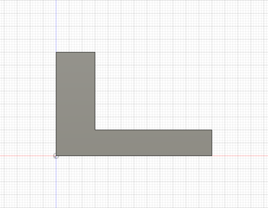 L字ブラケットの正面図。横60mm高40mmのL字シルエット